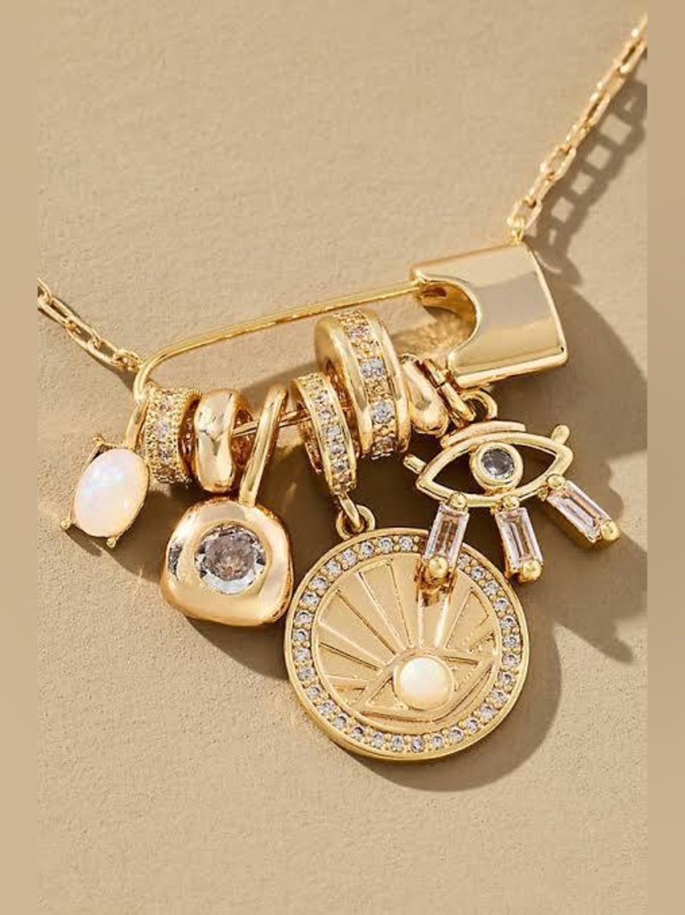 NWT Anthropologie Gold Serefina Eye Charm Necklace 👁️